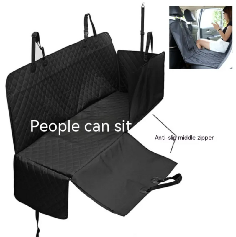 Dog Car Seat Cover — Waterproof Back Seat Protector with Pockets
