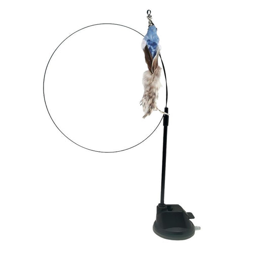 Interactive Bird Cat Toy - Motion-Activated Feather Wand with Suction Cup