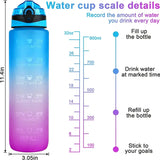 32oz Motivational Water Bottle with Time Markers