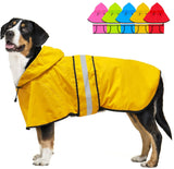 Dolitego Dog Raincoat - Reflective Dog Rain Coat Waterproof Dog Jacket Adjustable Dog Rain Jacket with Hoodie Lightweight Dog Poncho Slicker for Small Medium Large Dogs (Yellow XX-Large)